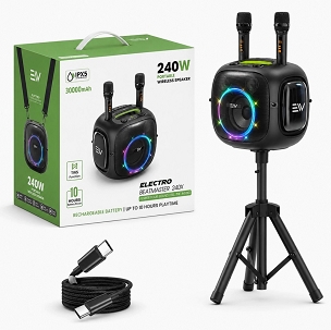 Electro Beatmaster 240W Bluetooth Karaoke Speaker with Dual Wireless Microphones